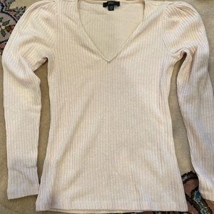 J. Crew Peach/Beige Puff Sleeve Sweater